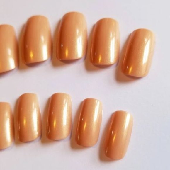 Beige Nude Short Square Press On Nails - New Hand Painted - Picture 4 of 6